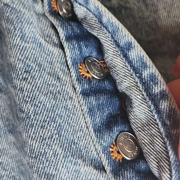 Revice Button Fly High Rise Distressed Y2K Straight Leg Blue Denim Jeans, 28 - Picture 8 of 8
